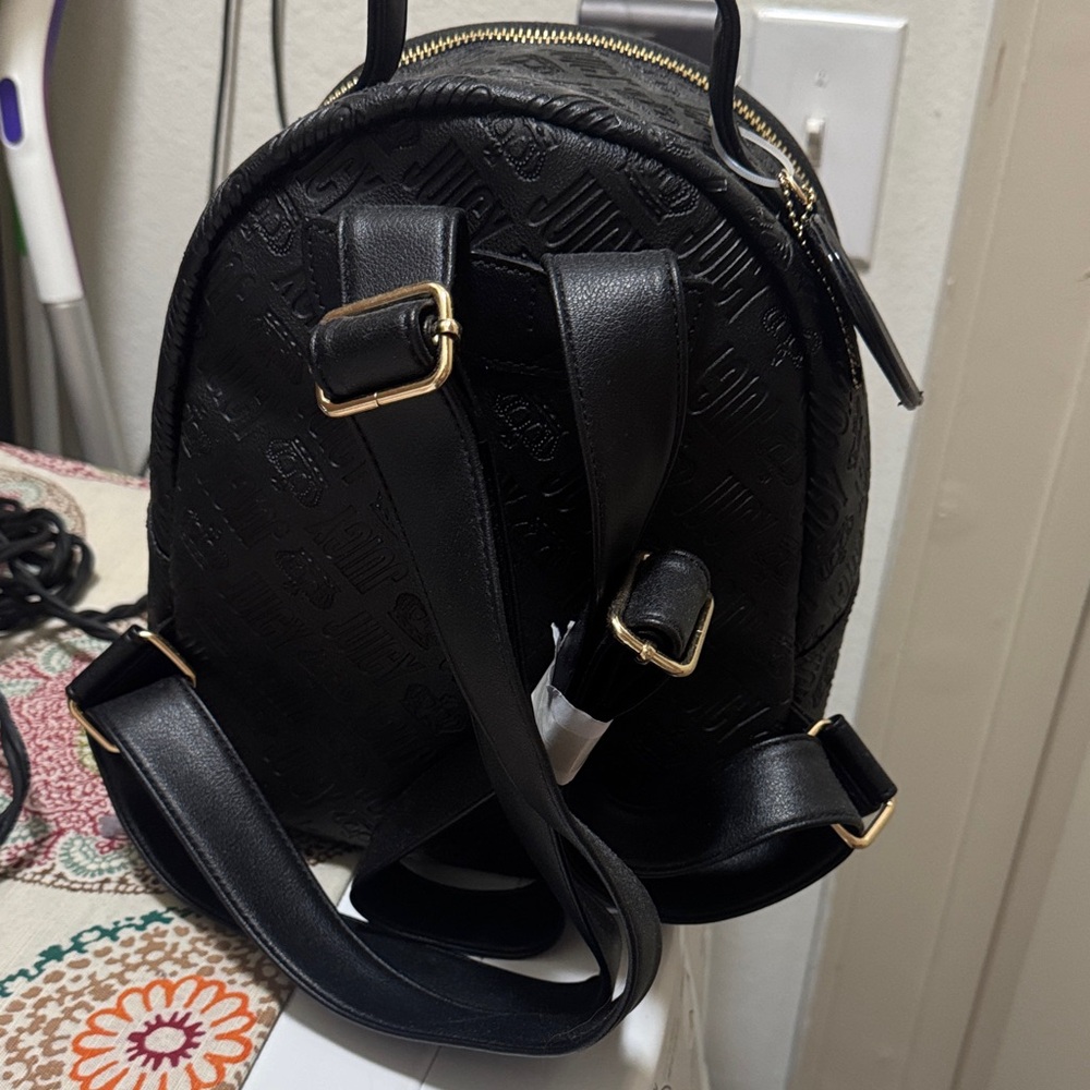 Juicy Couture Black Mini Backpack with Gold Accents - Picture 3 of 4